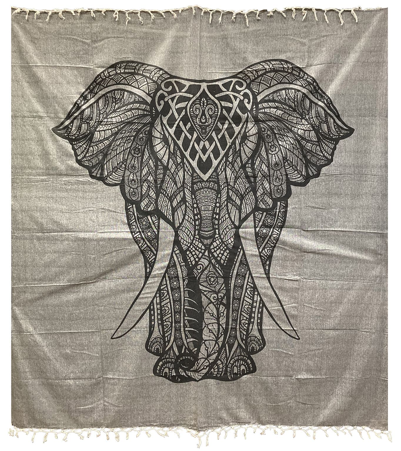 Tela Algodon Elefante Gris Negro