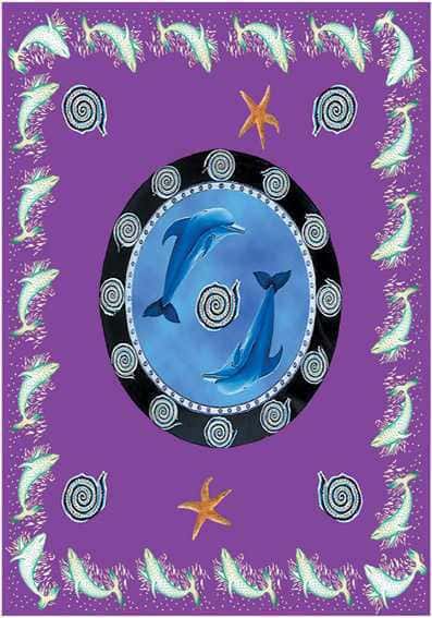 incienso en Arabesk Delfines Azul Claro Tela decorativa