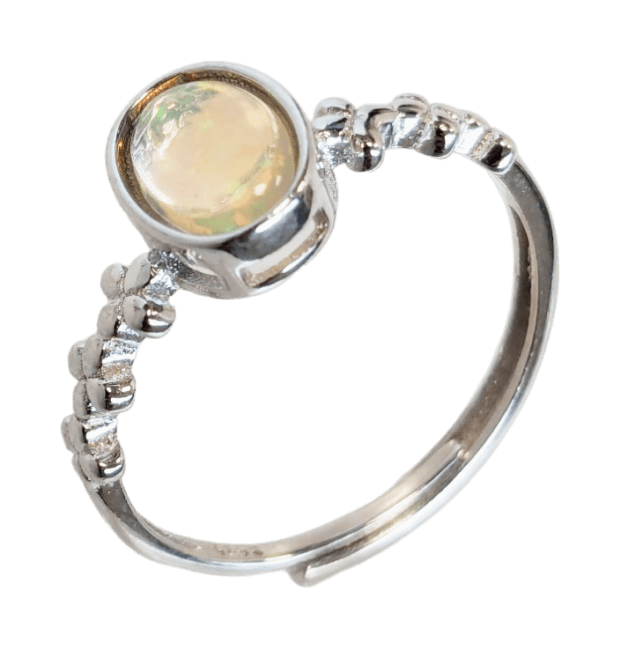 incienso en Anillo Plata 925 Ópalo Ajustable AA 5x7mm