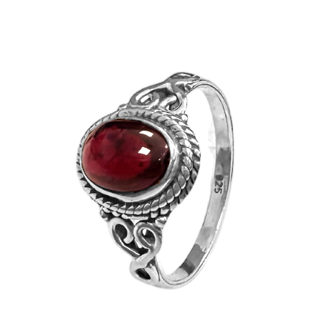 Anillo de plata 925 con granate rojo AA T56
