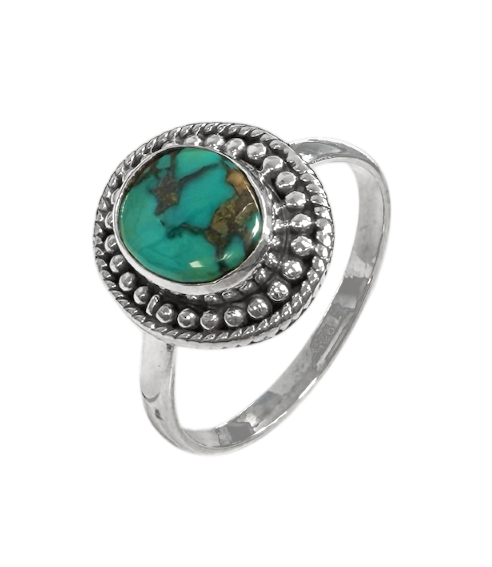 incienso en Anillo de plata 925 con turquesa tibetana AA T58