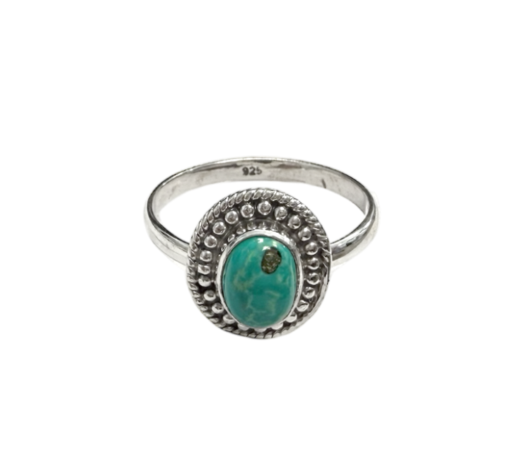 incienso en Anillo de plata 925 con turquesa tibetana AA T58|es