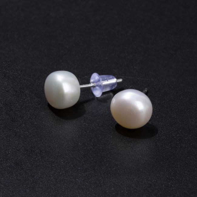 Pendientes de Plata 925 Perlas Naturales Cultivadas de Agua Dulce 7.5-8mm
