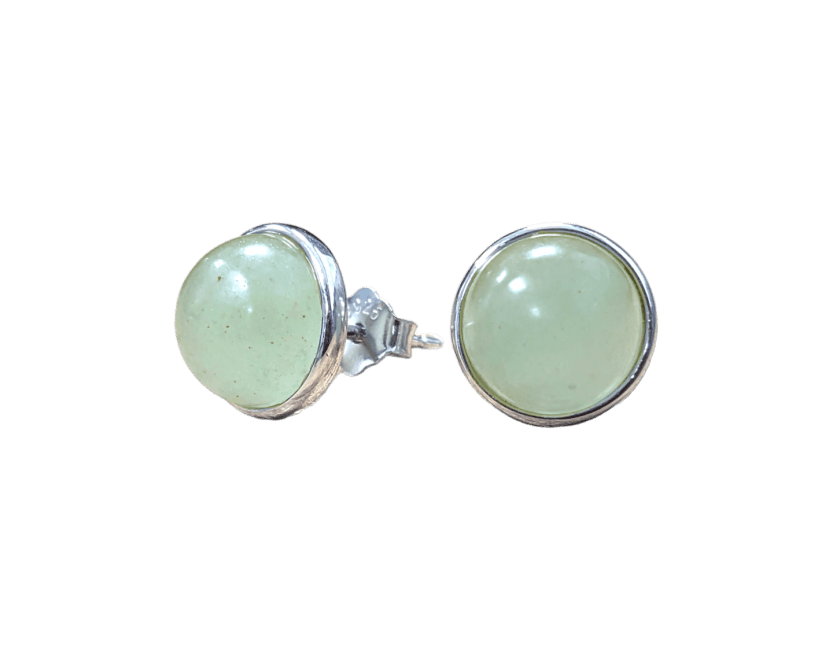 Pendientes Plata 925 Aventurina Verde A 8mm