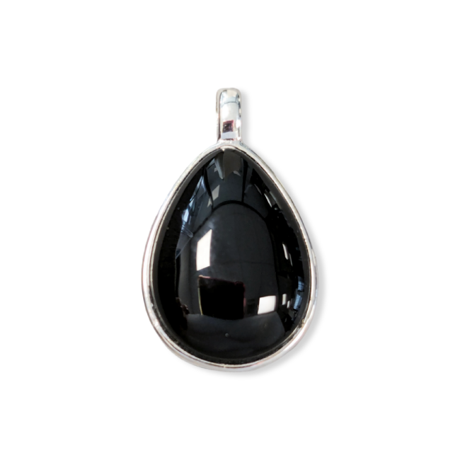 Colgante Gota de Plata 925 Obsidiana Negra AA 23.5mm
