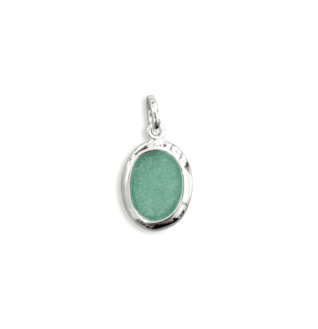 Colgante Ovalado De Plata 925 Aventurina Verde A 13mm