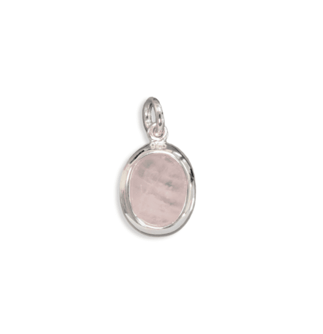 Colgante Ovalado de Plata 925 Cuarzo Rosa AA 13mm