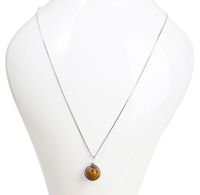 incienso en Collar de plata 925 con colgante de bola de ojo de tigre AA de 10 mm|es