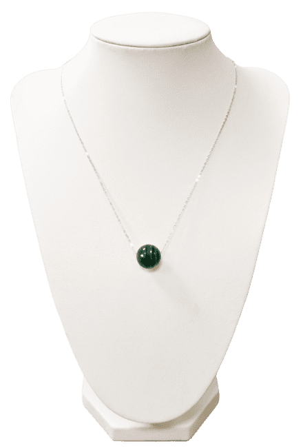 incienso en Collar Plata 925 Malaquita AA Bola 12mm|es