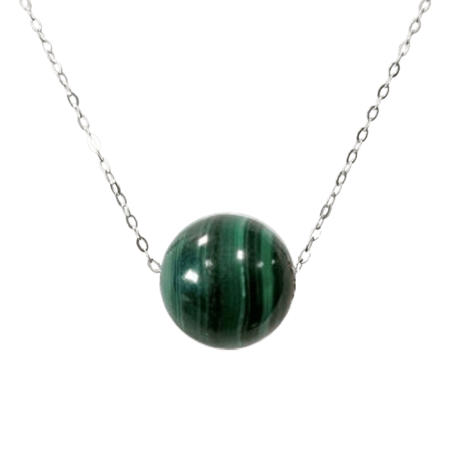 incienso en Collar Plata 925 Malaquita AA Bola 12mm