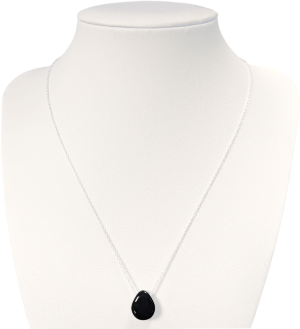 Collares de Plata 925 Piedra Perforada Obsidiana Negra A 14mm
