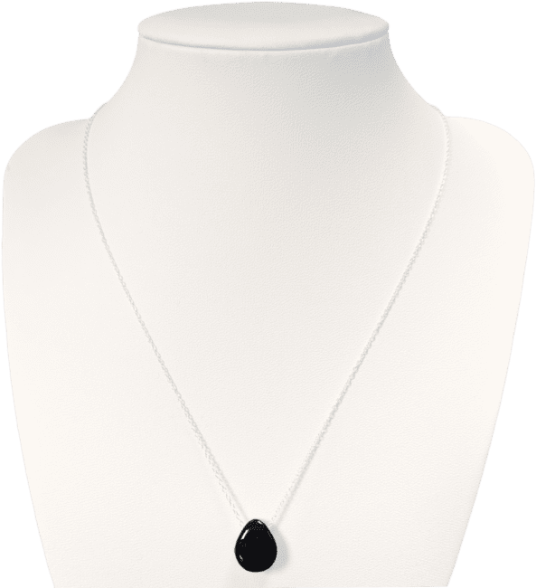 Collares de Plata 925 Piedra Perforada Obsidiana Negra A 14mm