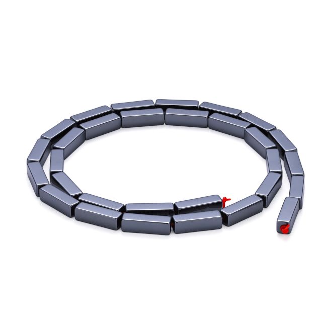 Cuentas espaciadoras rectangulares de hematita (3,7 × 12,4 mm)