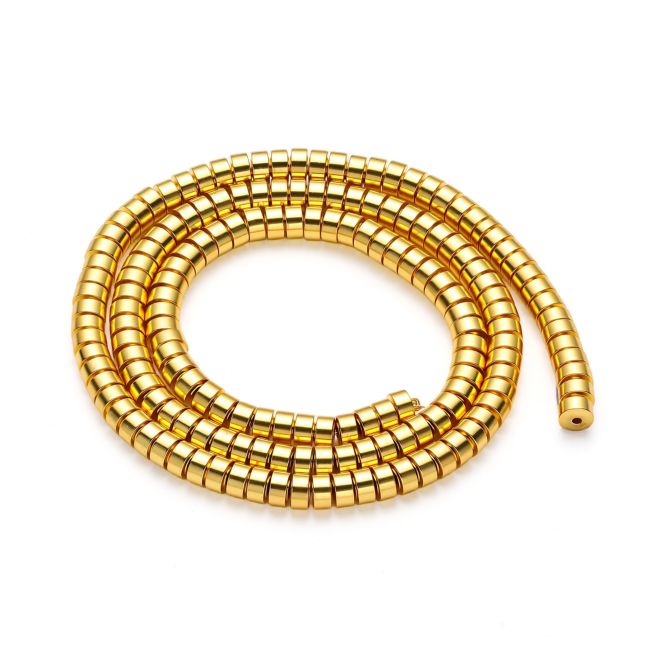 Cuentas espaciadoras de hematita dorada (3 x 1 mm)