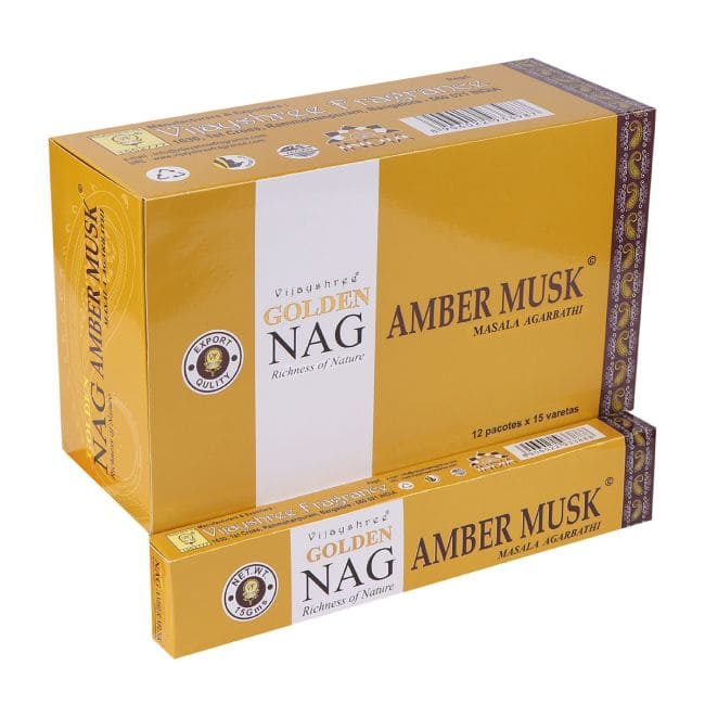 Incienso Vijayshree Golden Nag Ámbar Almizcle 15g