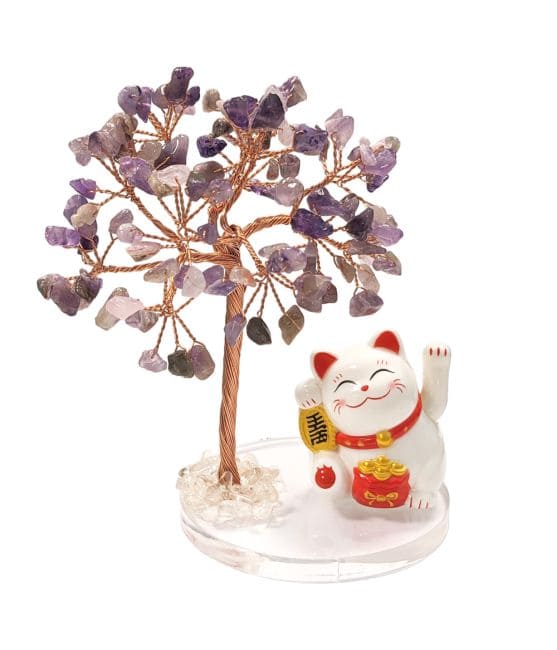 Árbol de la Vida en Amatista con Manekineko