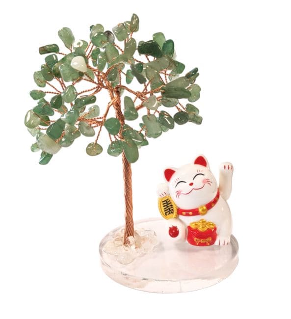 Árbol de la Vida en Aventurina Verde con Manekineko