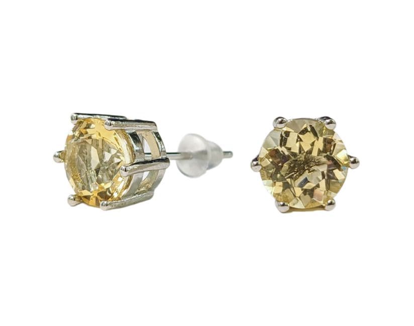 Pendientes Solitarios en Cobre Blanco Citrino Natural Stud AA