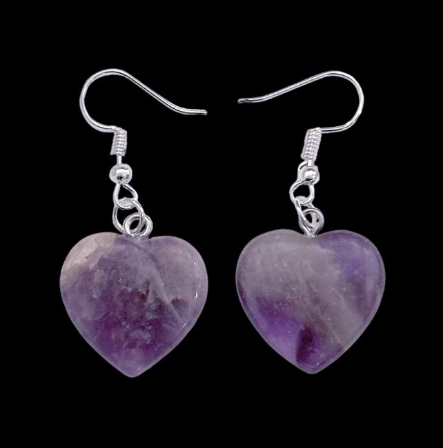 incienso en Aretes de corazón de amatista de 20 mm|es
