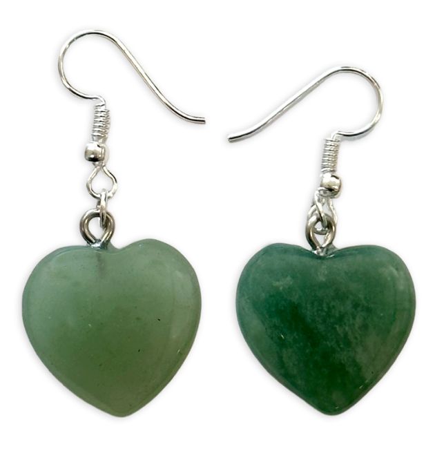 Pendientes de corazón de aventurina verde de 20 mm