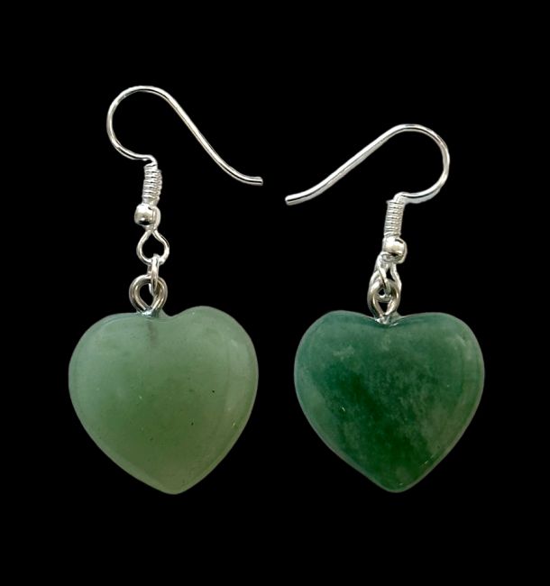 Pendientes de corazón de aventurina verde de 20 mm