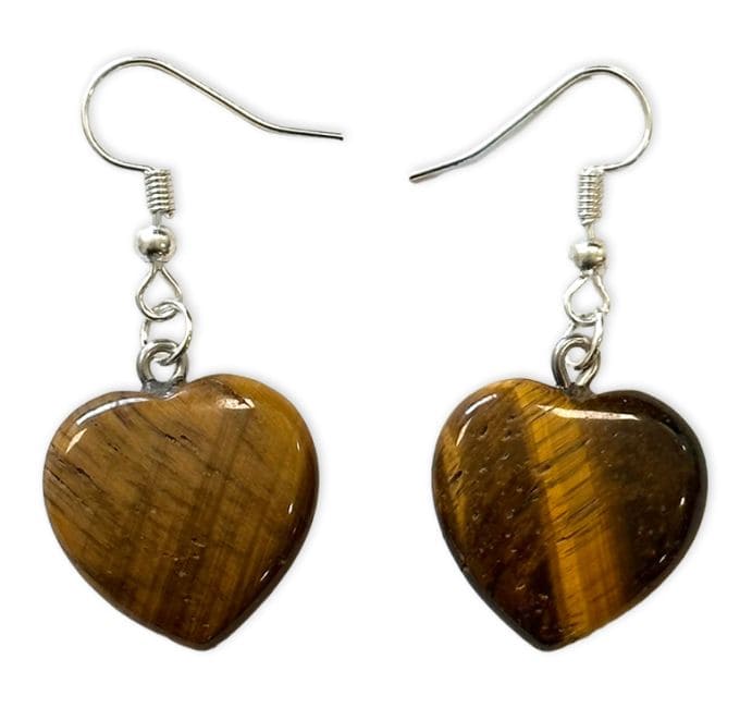 Aretes de corazón de ojo de tigre de 20 mm