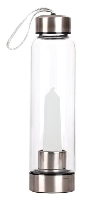 Botella de Tadasana con punta de cristal tejida a ganchillo