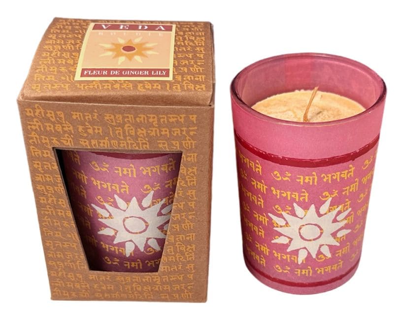 Vela Flor de Lirio de Jengibre Maroma Veda en vaso 95g