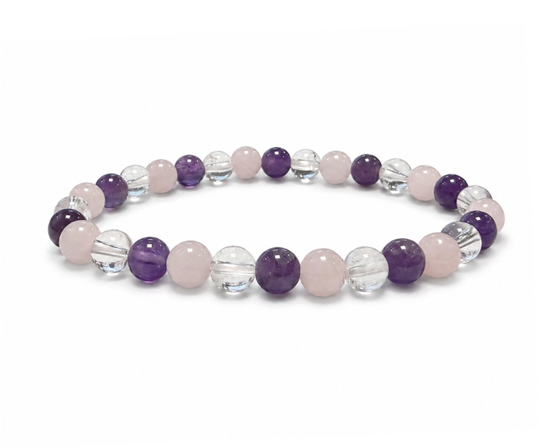 incienso en Pulsera de Amatista Cristal de Roca Cuarzo Rosa A con Cuentas de 6-7mm