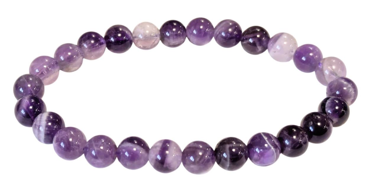 Pulsera Amatista con bandas A perlas 7.5-8.5mm