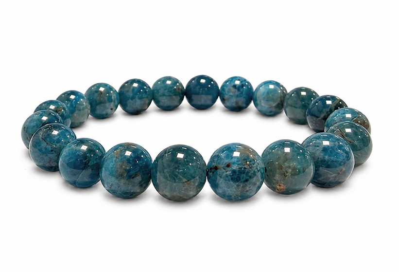 Pulsera de Apatita Azul AB cuentas de 10mm