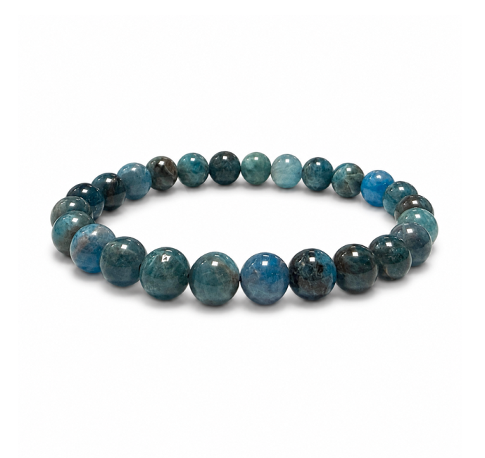 Pulsera de Apatito Azul AB con Cuentas de 7,5-8,5mm