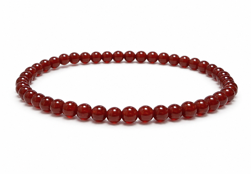 Pulsera de Ágata Roja A cuentas de 4mm