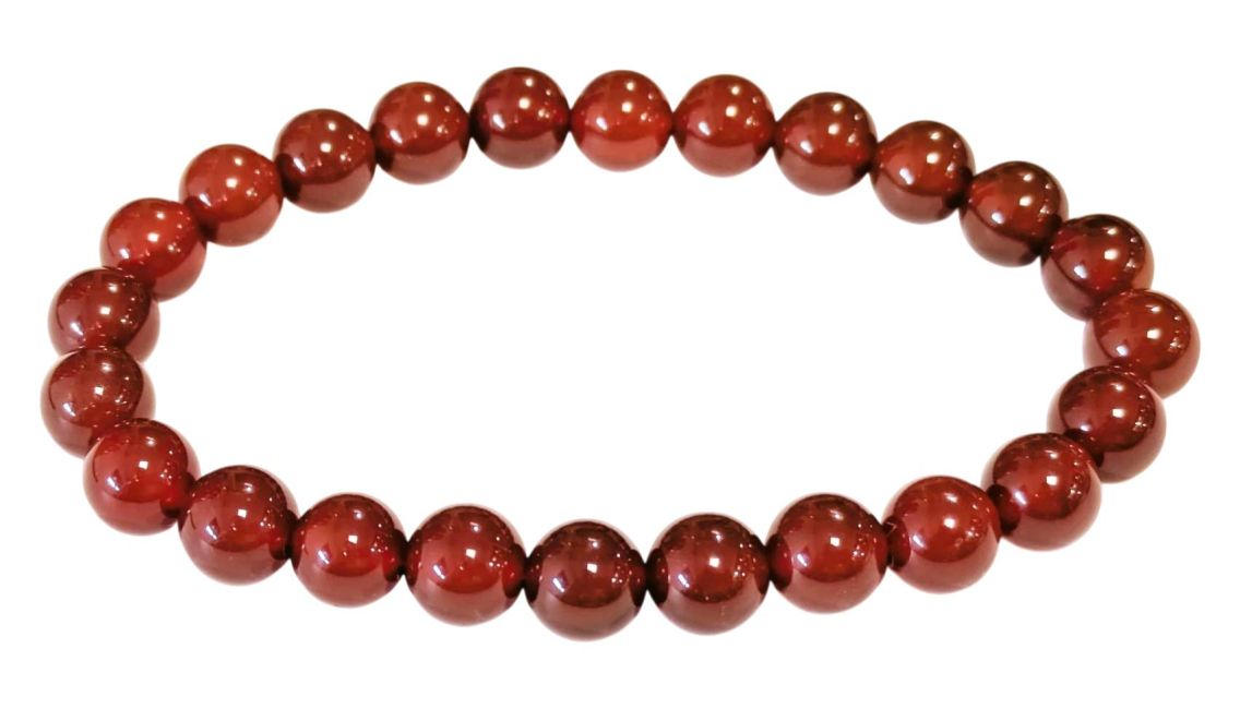 Pulsera De Ágata Roja A Con Cuentas De 8 Mm