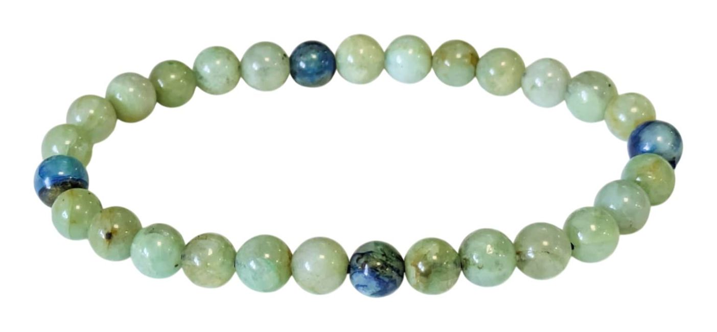 Pulsera de azurita y malaquita natural, EE. UU., cuentas de 5,5 a 6,5 mm