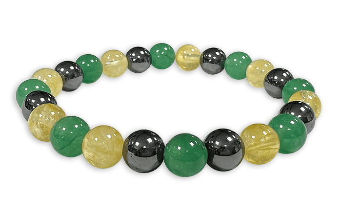 Pulsera Citrino Calentado, Aventurina Verde, Hematita A de 8mm