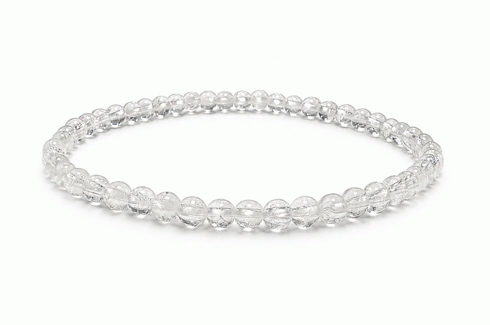 incienso en Pulsera de Cristal de Roca Craquelado A con Cuentas Redondas de 4 mm