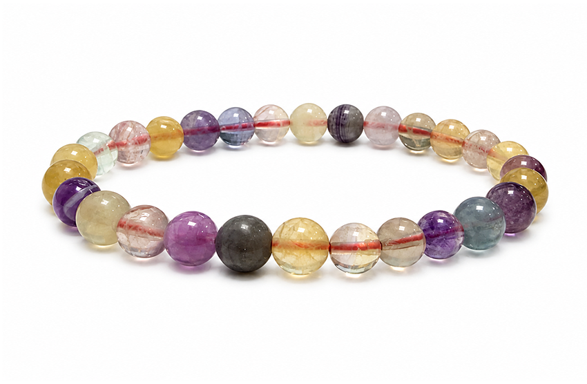 incienso en Pulsera de Fluorita Multicolor AAA cuentas 6-7mm