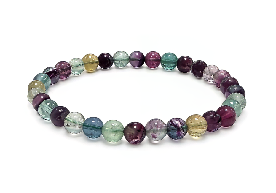 incienso en Pulsera de fluorita multicolor AA + cuentas de 6-7 mm