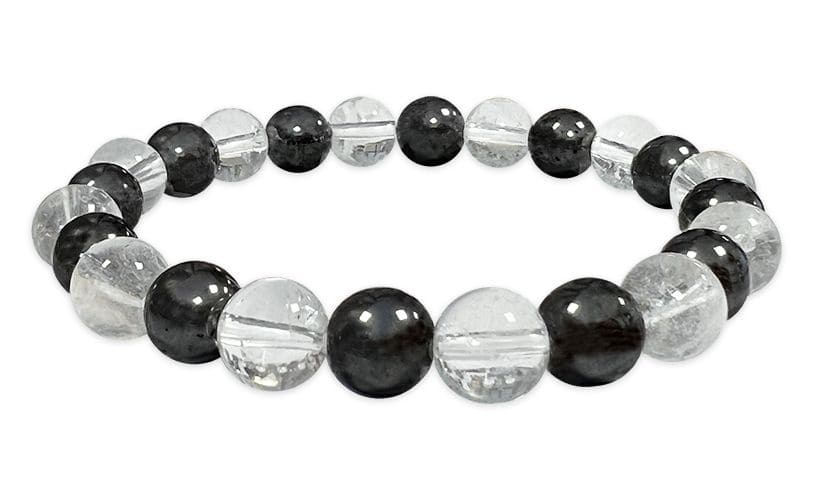 Pulsera Hematites y Cristal de roca Brasil Con cuentas de 8mm