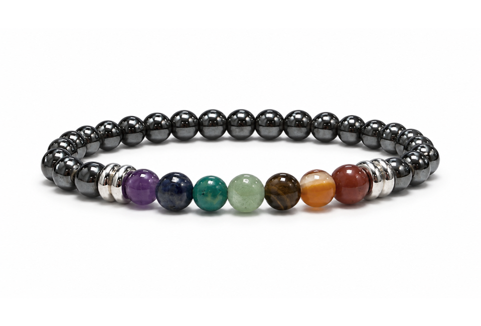 incienso en Pulsera de Hematita A 7 Chakras cuentas de 6mm
