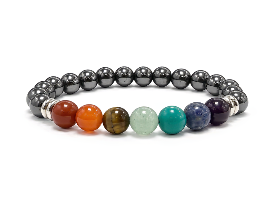 incienso en Pulsera de Hematita 7 Chakras A cuentas de 8mm