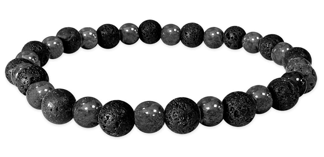 Pulsera de hematites y cuentas de piedra de lava 6mm.