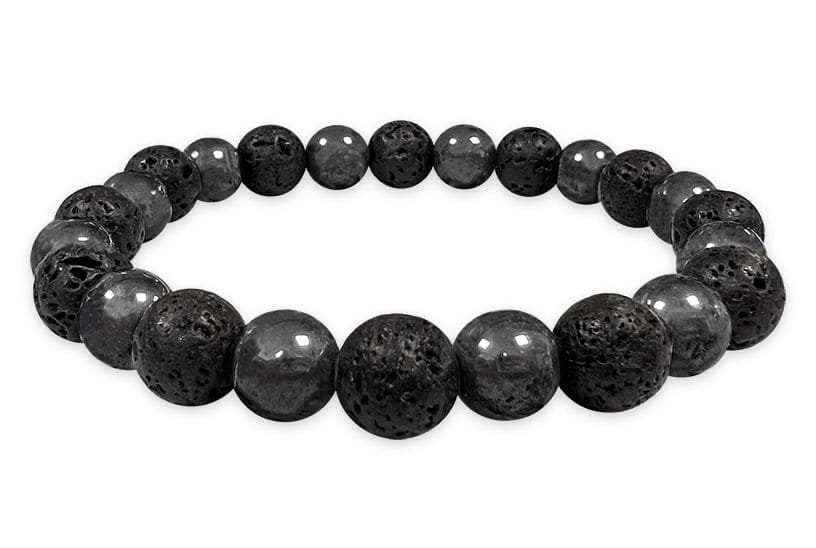 Pulsera de hematites y cuentas de piedra de lava 8mm.