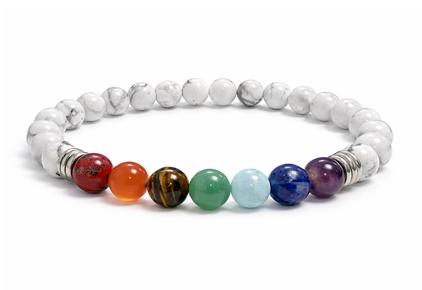 Pulsera Howlite 7 chakras A Perles 6mm