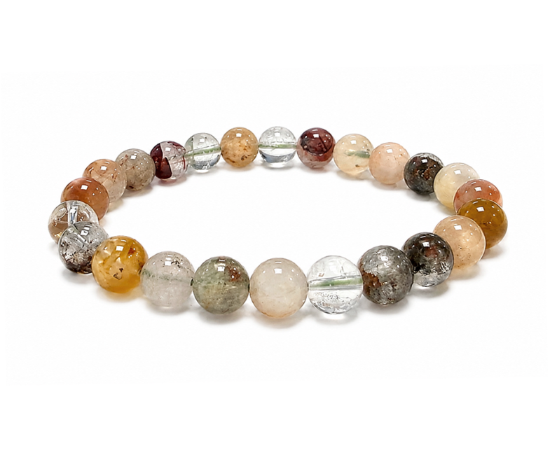 Pulsera de Lodolita Multicolor A con Cuentas de 8mm