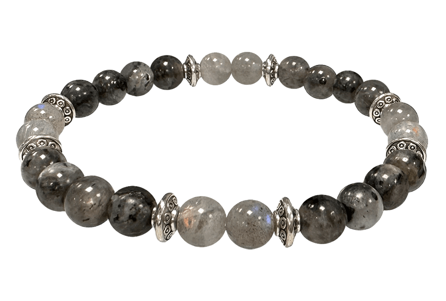 Pulsera de Labradorita, Larvikite Charms A de 6mm