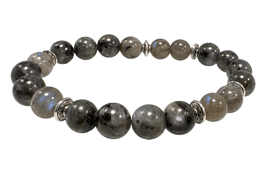 Pulsera de Labradorita, Larvikite Charms A de 8mm