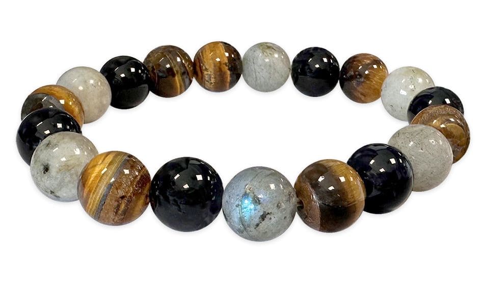 Pulsera de labradorita, ojo de tigre, Onyx cuentas de 10mm