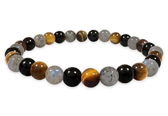 Pulsera de labradorita, ojo de tigre, Onyx cuentas de 6 mm